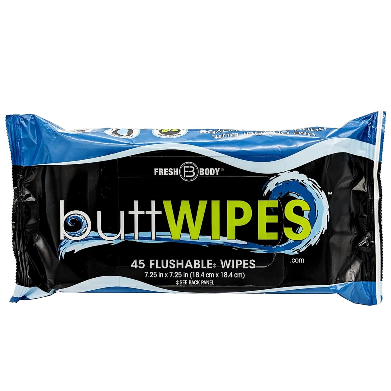 Fresh Body FB Buttwipes Flushable Wipes (1 Pack, 45 wipes) Flushable