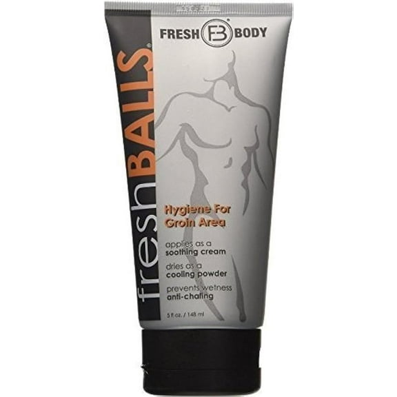 Fresh Body FB - Fresh Balls Lotion, 3.4 fl oz | Men's Anti-Chafing Soothing Cream to Powder - Ball Deodorant and Hygiene for Groin Area - Aluminum-Free, Talc-Free