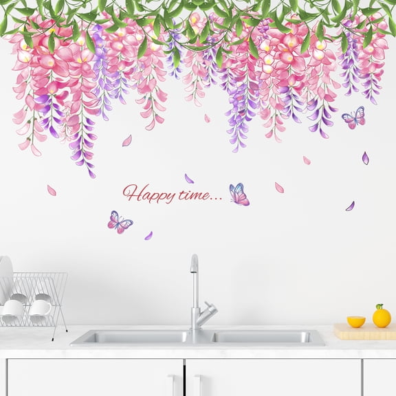 Fresh Branch Vine Wall Decals for Living Room Sofa Background, Self-Adhesive Wallpaper for Girls Bedroom, Wall Art Stickers
