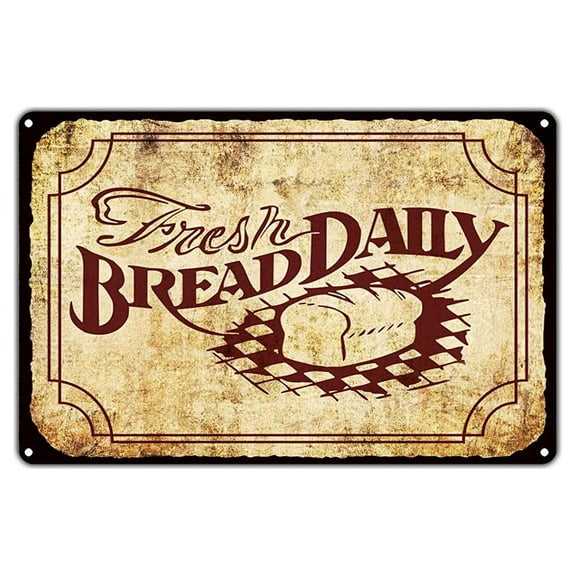 Fresh Bread Daily Vintage Retro Bakery Pastry Shop Metal Decor Wall Art Shop Man Cave Bar Aluminum 18"x24" Sign