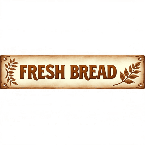 Fresh Bread Metal Sign 16*4 Inches "FRESH BREAD" Bakery Kitchen Decor