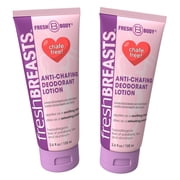 Fresh Breasts Anti Chafing Deodorant Lotion to Powder, 3.4oz - (2 Pack) Anti Chafe Cream Whole Body Deodorant for Women, Inner Thighs & Areas that Sweat, No Talc, Aluminum and Fragrance