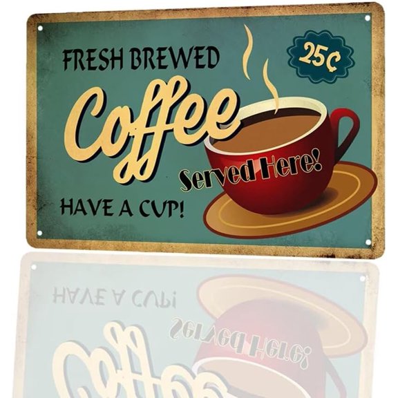 Fresh Brewed Coffee Served Here, 8"x12" Vintage Coffee Cafe Wall Decor, Kitchen Decor