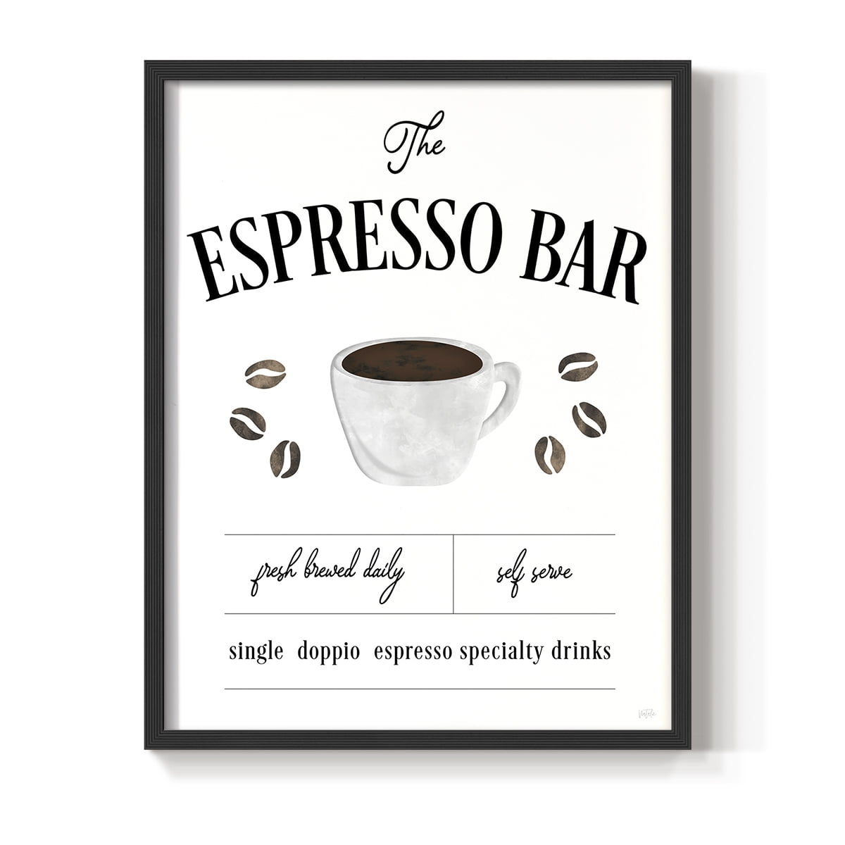Fresh Brewed Espresso Bar in Black Solid Wood 8 x 10 Framed Print