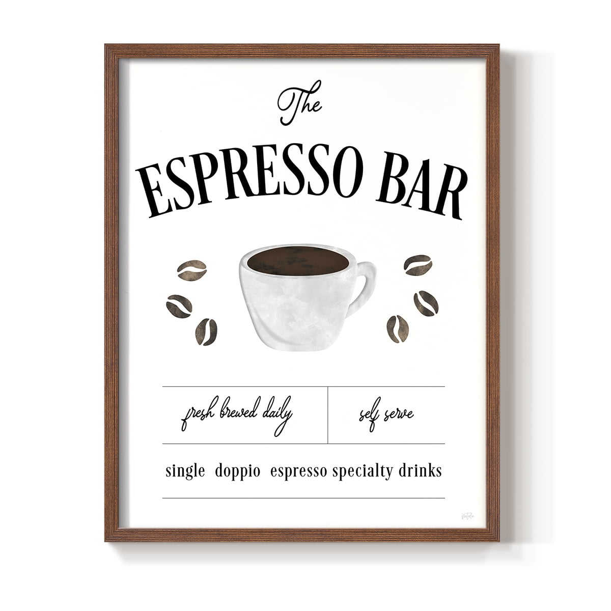 Fresh Brewed Espresso Bar in Brown Solid Wood 11 x 14 Framed Print