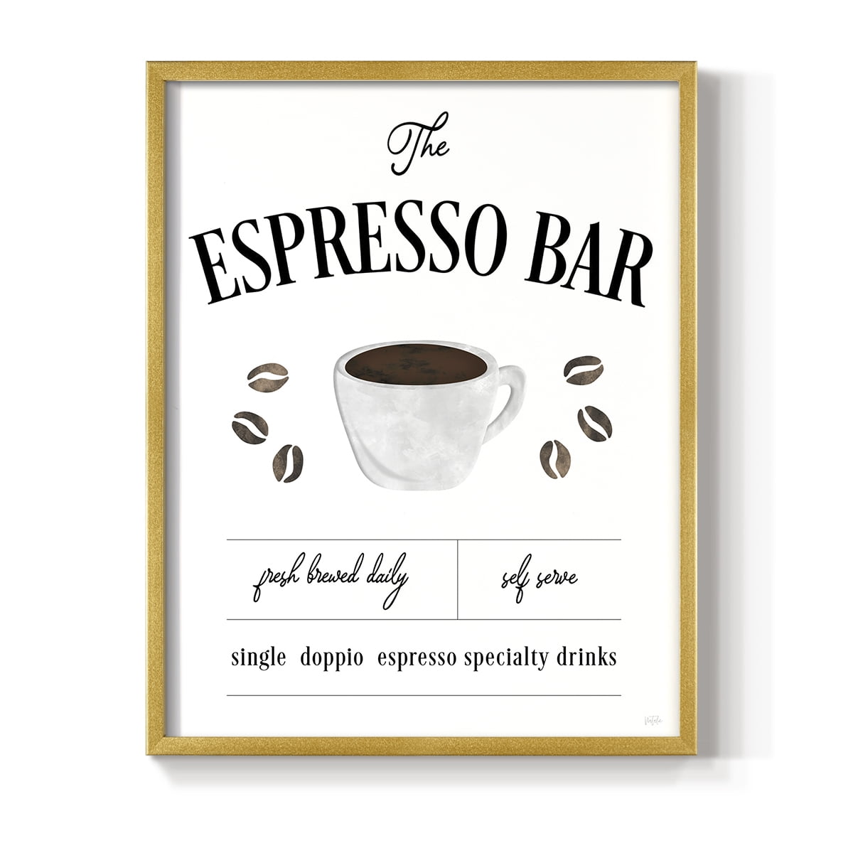 Fresh Brewed Espresso Bar in Gold Solid Wood 16 x 20 Framed Print