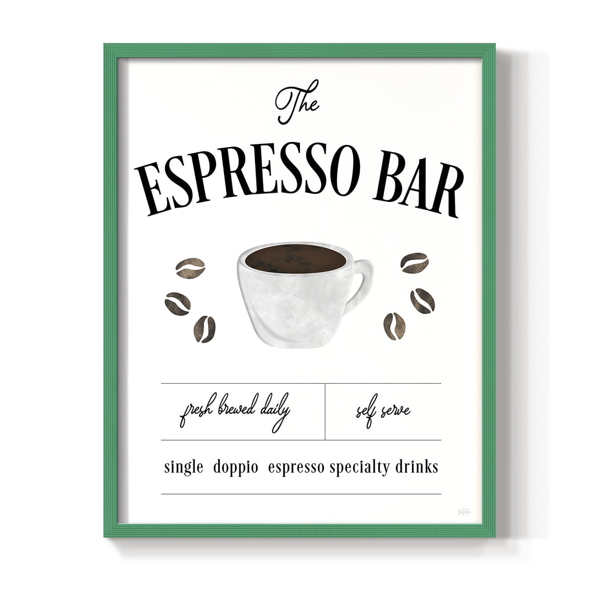 Fresh Brewed Espresso Bar in Green Solid Wood 11 x 14 Framed Print