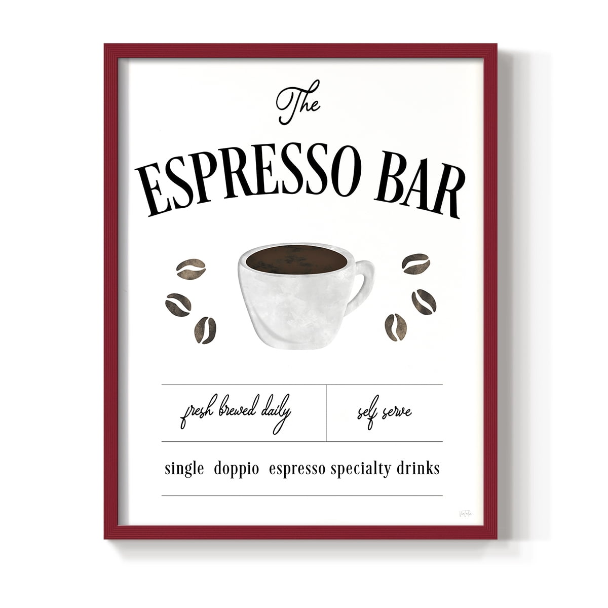 Fresh Brewed Espresso Bar in Red Solid Wood 11 x 14 Framed Print