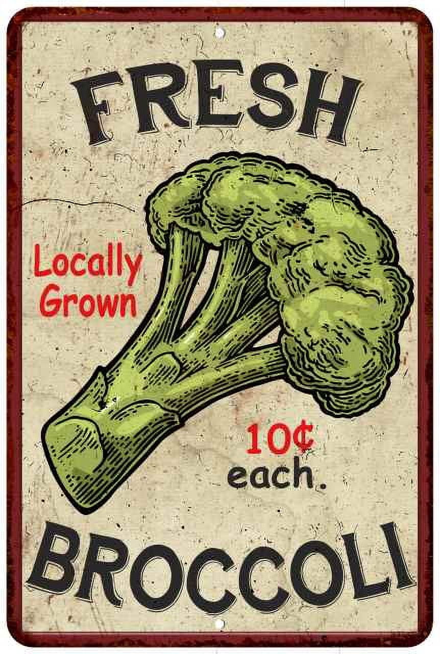 Fresh Broccoli Kitchen Vintage Look Chic 8x12 Metal Sign 108120020053 ...