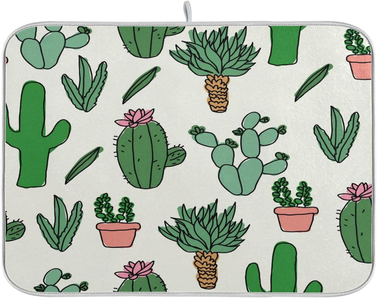Fresh Cactus Succulent Plants Dish Drying Mat Microfiber Drying Pad for ...