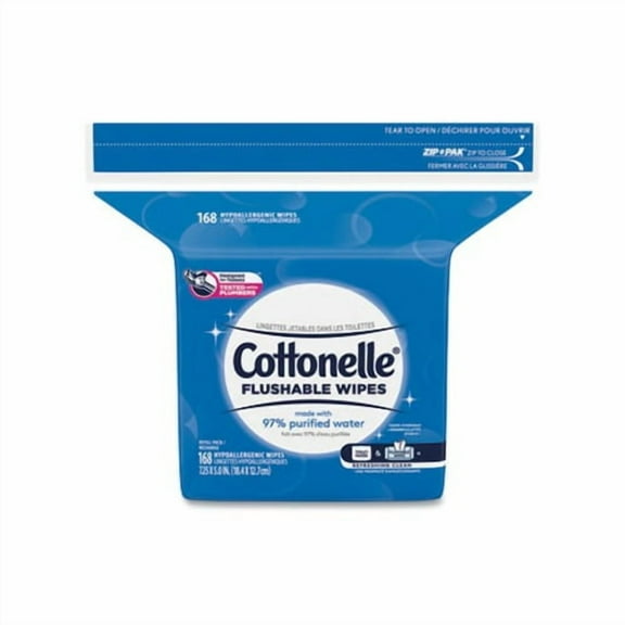 Fresh Care Flushable Cleansing Cloths White, 5x7 1/4, 168/Pack,8 Pack/Carton