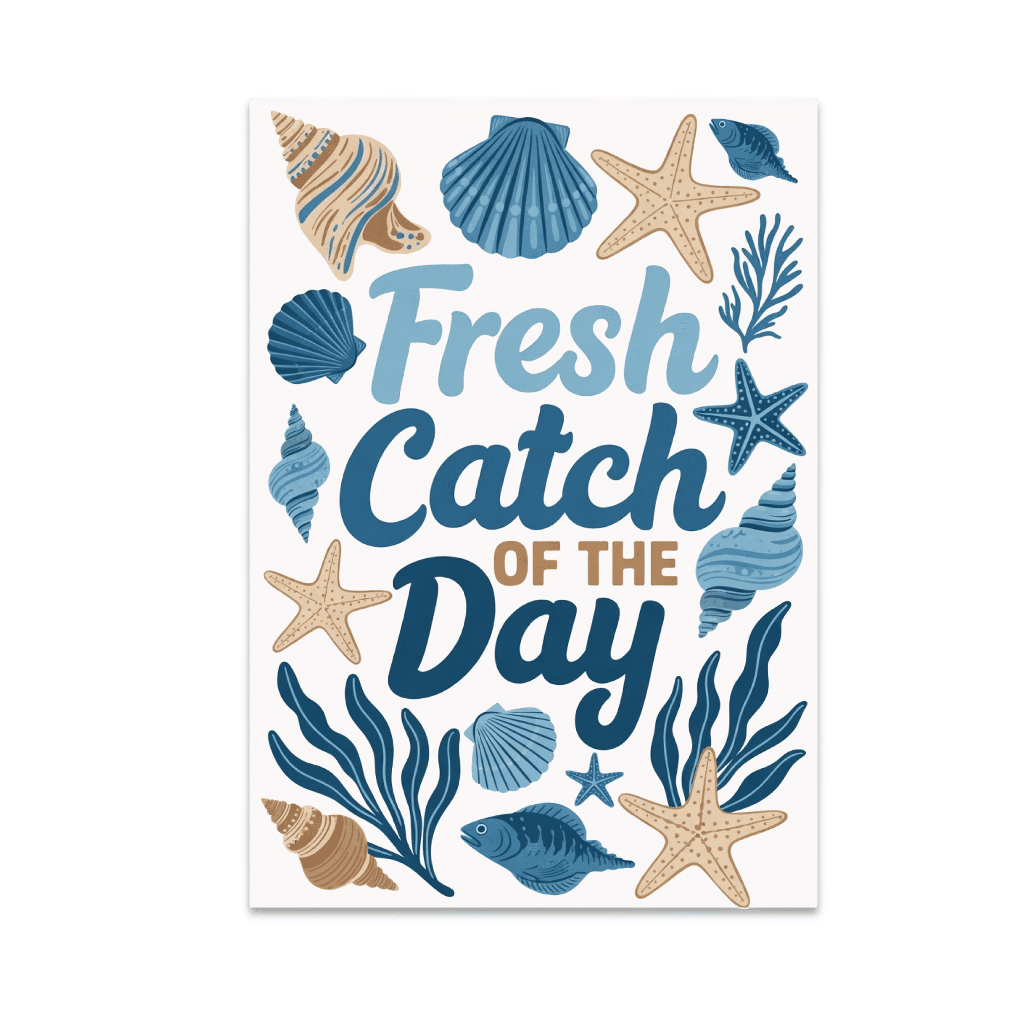 Fresh Catch of the Day Coastal Cooking Art - Seafood Aficionado - 13x19 ...