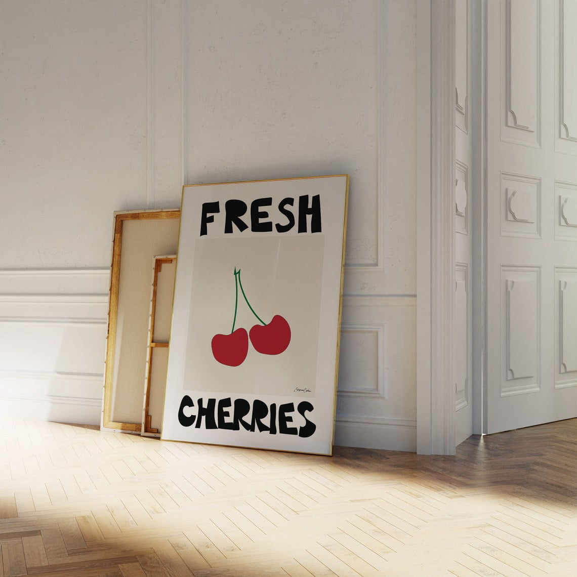 Fresh Cherries Pop Art Wall Art Print, Kitchen Food Illustration Decor ...