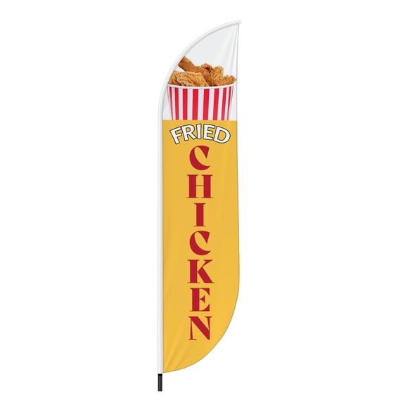 Fresh Chicken Feather Flag(11.5feetX2.5feet) by DreamController | Outdoor Business Advertising Tall Flag | Weather-Resistant Knitted Swooper Flag | Made in USA | HD Print (Flag Only)