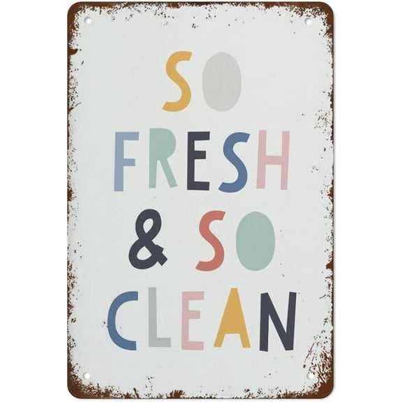 So Fresh and So Clean,Kids Bathroom Wall Art,Print Bathroom Rule,Kids Bathroom Rules,Bathroom Decor Prints,Bathroom Art Retro Metal Tin Sign Vintage Aluminum Sign for Home Bathroom 12 x 8 Inch