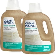 Clean People Liquid Laundry Detergent, Safer Ingredients, Fresh Scent, 200 Load (2-Pack)