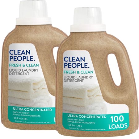 Clean People Liquid Laundry Detergent, Safer Ingredients, Fresh Scent, 200 Load (2-Pack)