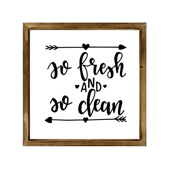 So Fresh And So Clean Sign 12x12 Inch, Rustic Farmhouse Decor Home Sign, Wall Decorations Living Room, Modern Farmhouse Wall Decor, Laundry Sign and Laundry Room Decor with Solid Wood Frame