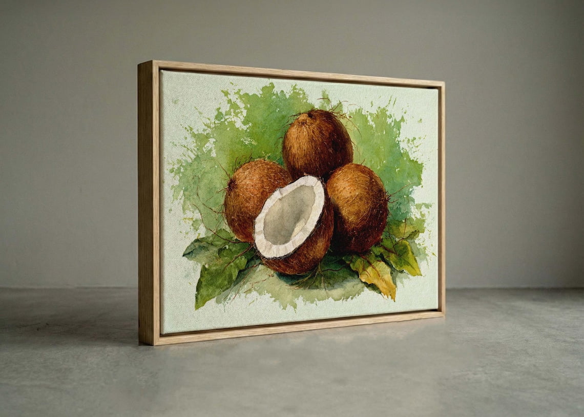 Fresh Coconuts Wall Art Print, Splashy Tropical Fruit And Summer ...