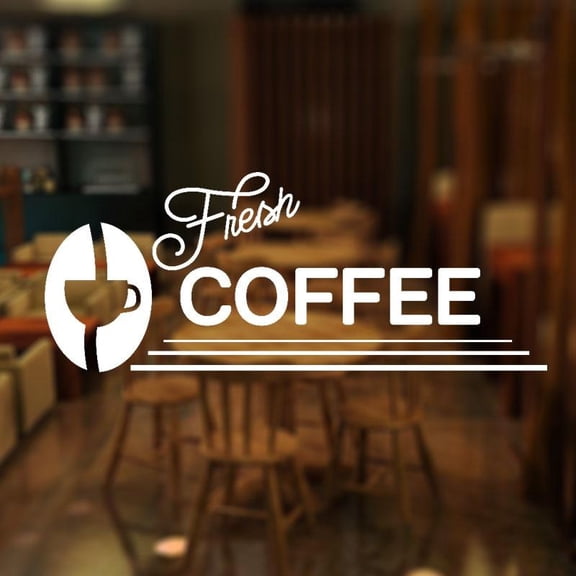 Fresh Coffee Cafe Window Stickers, Self Adhesive Vinyl Decal, Various Sizes/colours Wallpaper Waterproof Decoration 105X42cm