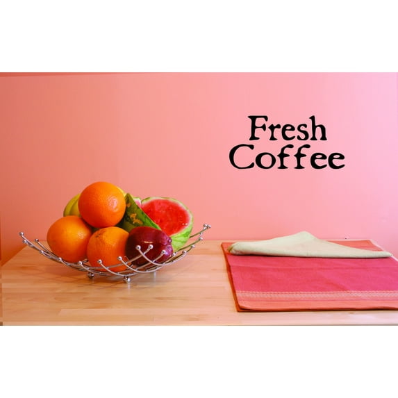 Fresh Coffee Picture Art Kitchen Decor Vinyl Wall Decal - 8x20 Inches
