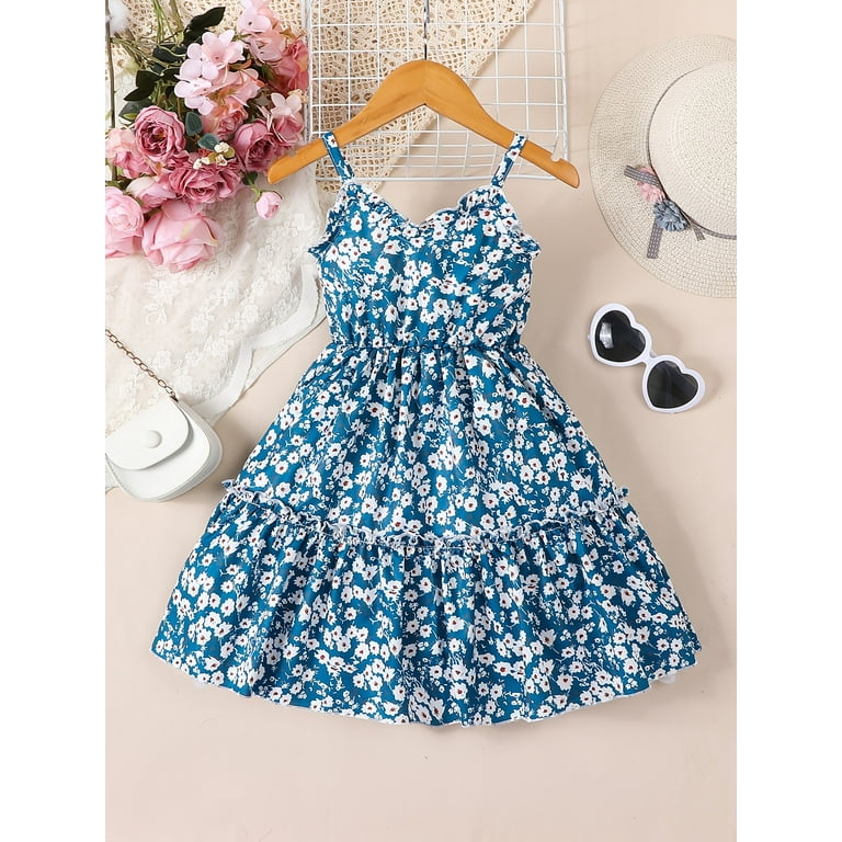 Fresh Comfy Kids Summer Dress Floral Square Neck Casual Fit Durable Material Walmart