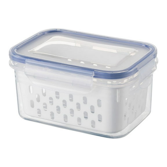 Fresh Container,BPA Free Partitioned Food Storage Container with Lid,Detachable Fruit Containers Produce Saver Organizer with Vents Stay for Vegetable,Fruit,Salad-Blue,S