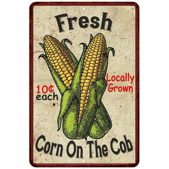 Fresh Corn on the Cob Kitchen Vintage Look Chic 8x12 Metal Sign 108120020064