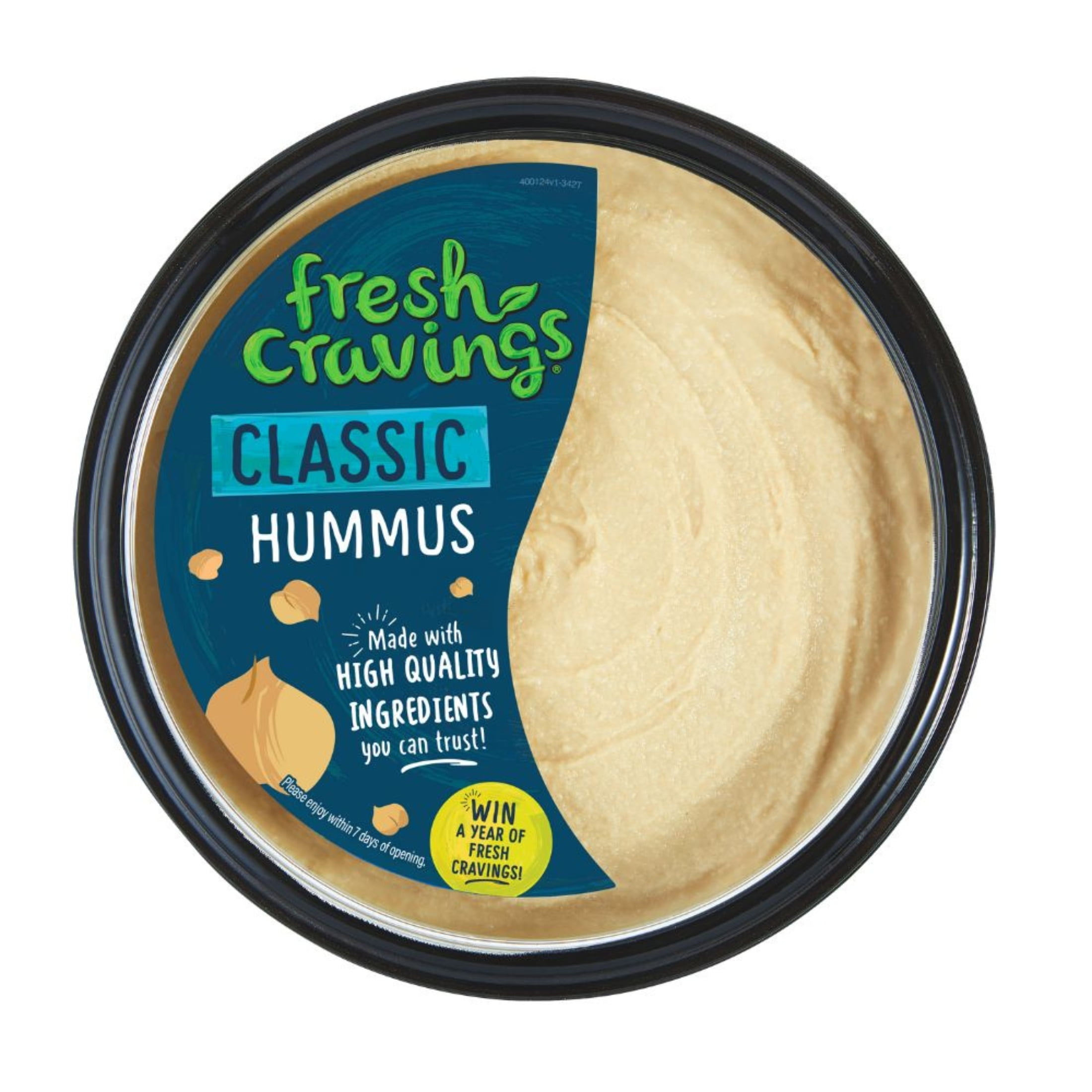 Fresh Cravings Classic Hummus Dip, 10 oz. Recyclable Plastic Tub, Gluten Free, 2 Tbsp (32g), Contains Sesame