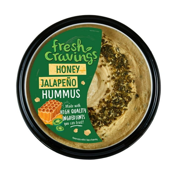 Fresh Cravings Honey Jalapeno Hummus,10 oz. Plastic Tub, Gluten-Free, Dairy-Free, 2 Tbsp (32g), Contains Sesame