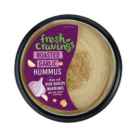 Fresh Cravings Roasted Garlic Hummus Dip, 10 oz. Plastic Tub, Gluten-Free, 2 Tbsp (32g), Contains: Sesame