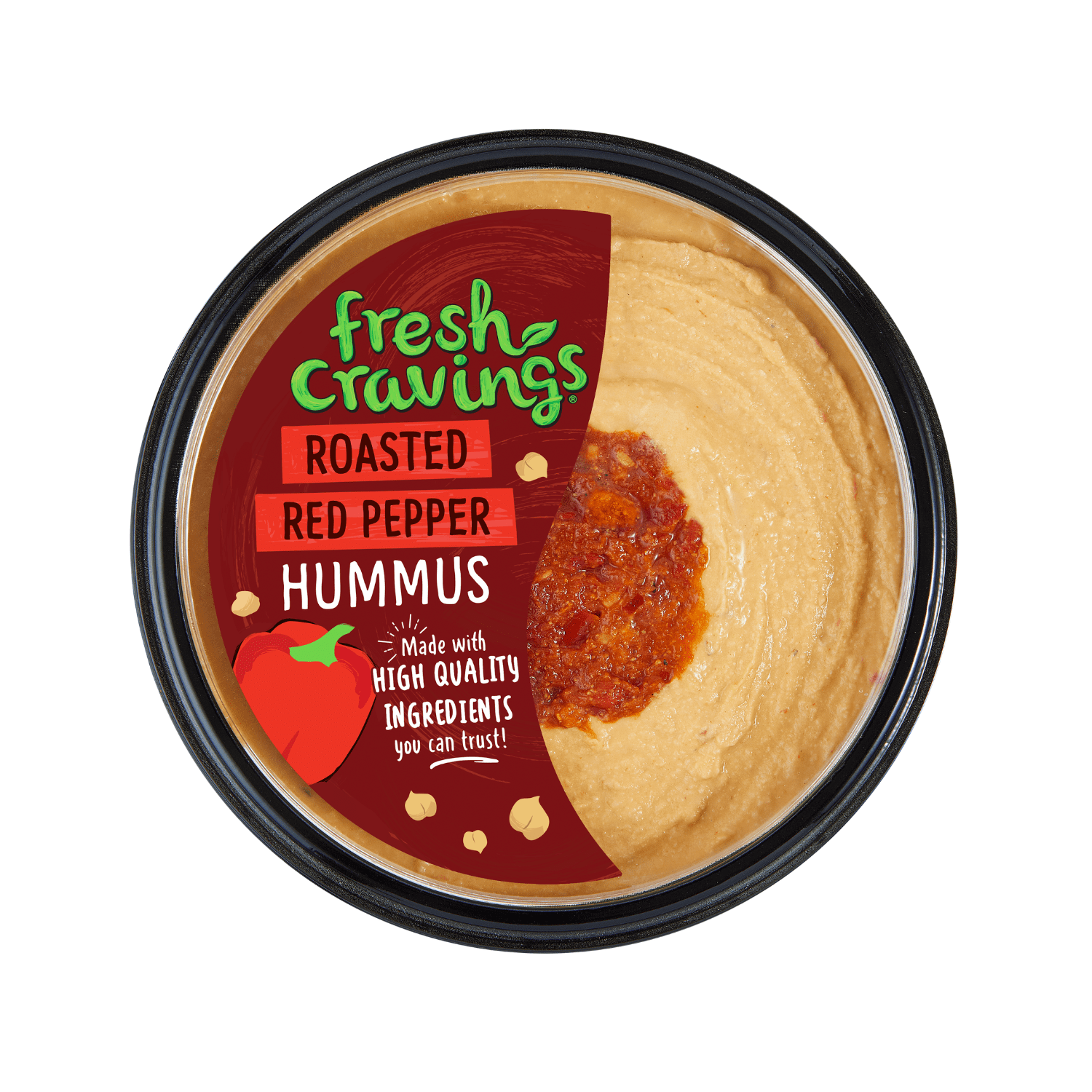 Fresh Cravings Roasted Red Pepper Hummus Dip, 17 oz. Plastic Tub, Gluten-Free, 2 Tbsp (32g), Contains: Sesame