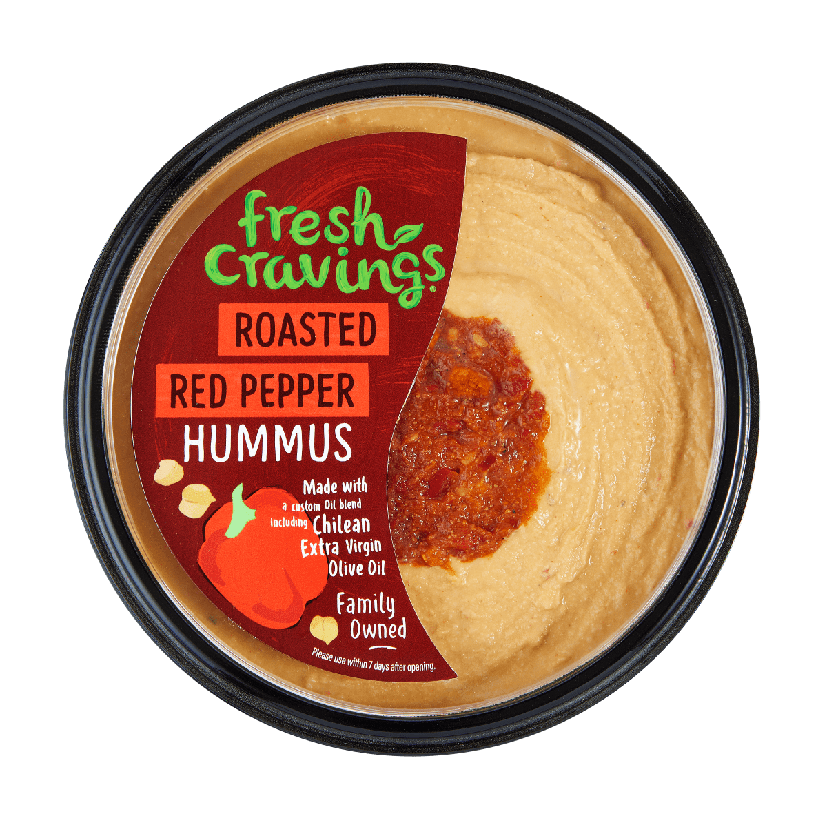 Fresh Cravings Roasted Red Pepper Hummus Dip, 17 oz., Ready to Eat, Recyclable Plastic