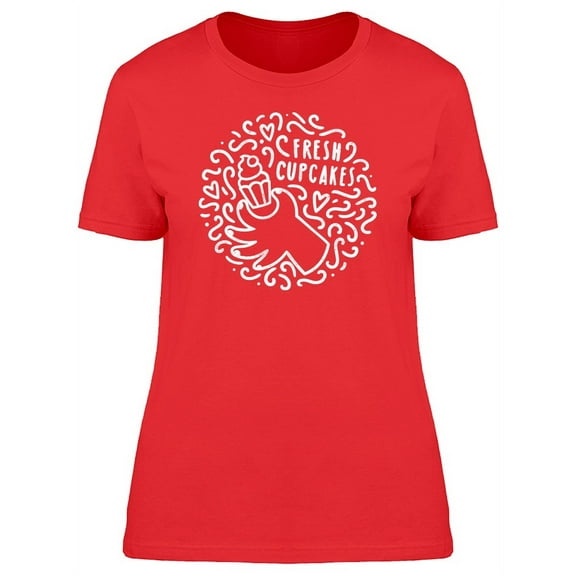 Fresh Cupcakes Doodle T-Shirt Women -Image by Shutterstock, Female x-Large