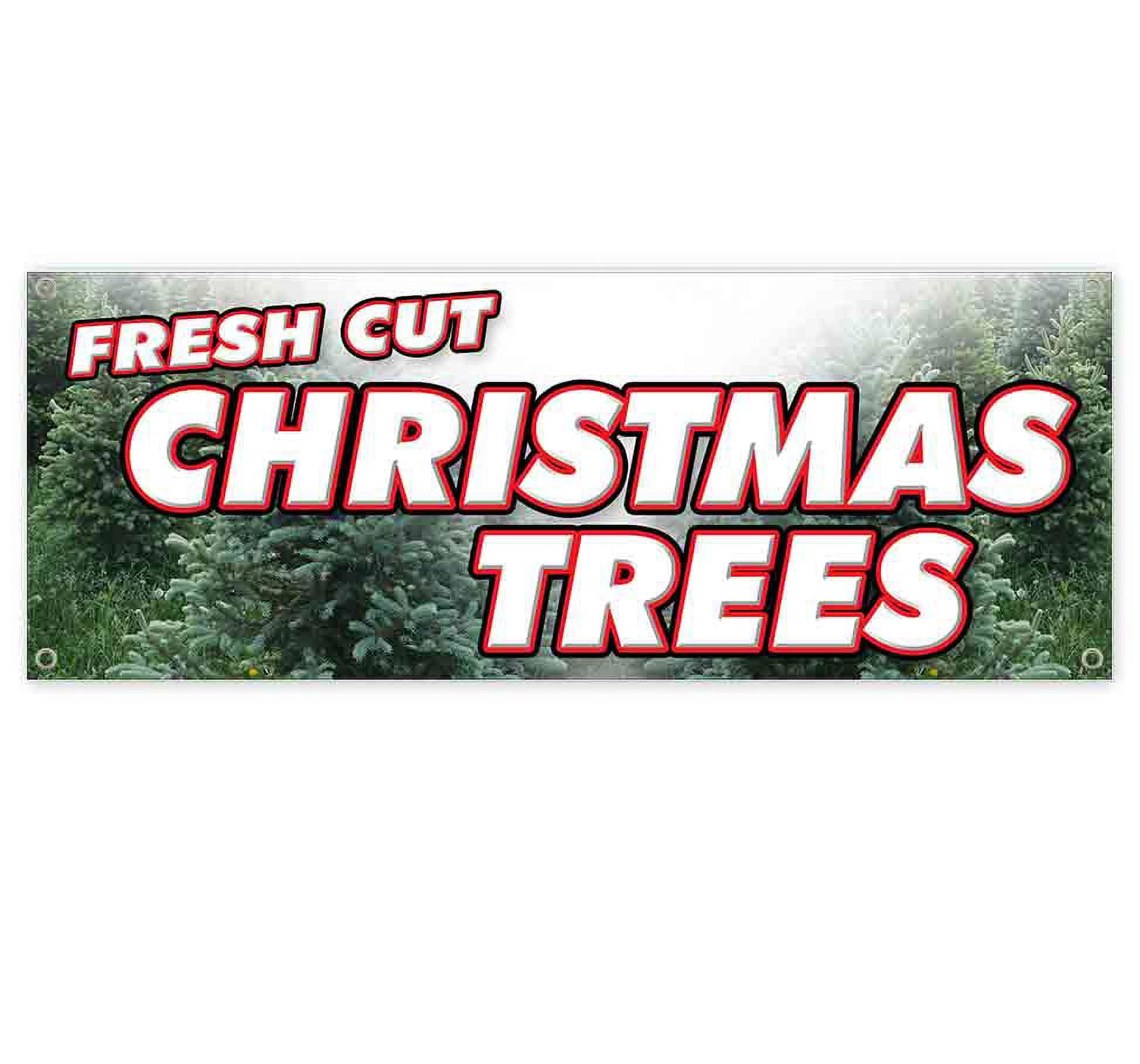 Christmas Trees Banner 13 oz | Non-Fabric | Heavy-Duty Vinyl Single-Sided with Metal Grommets