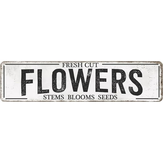 Fresh Cut Flowers Sign Vintage Farmers Market Decor Flower Shop Metal Tin Sign Flower Market Decor Garden Signs Home Cave Garage Bar Art Plaque Wall Decoration