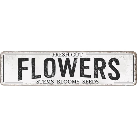 Fresh Cut Flowers Sign Vintage Farmers Market Decor Flower Shop Metal Tin Sign Flower Market Decor Garden Signs Home Cave Garage Bar Art Plaque Wall Decoration