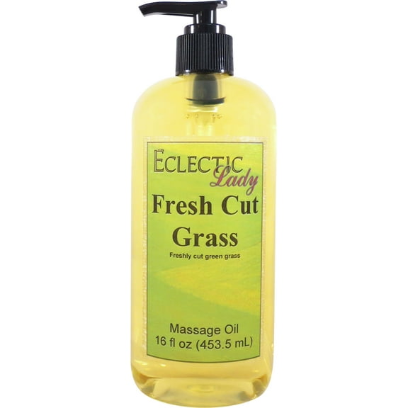 Fresh Cut Grass Massage Oil by Eclectic Lady, 16 oz, Sweet Almond Oil and Jojoba Oil