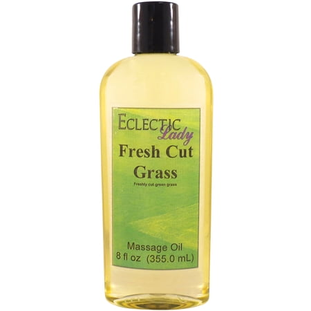 Fresh Cut Grass Massage Oil by Eclectic Lady, 8 oz, Sweet Almond Oil and Jojoba Oil