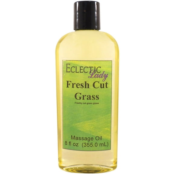 Fresh Cut Grass Massage Oil by Eclectic Lady, 8 oz, Sweet Almond Oil and Jojoba Oil
