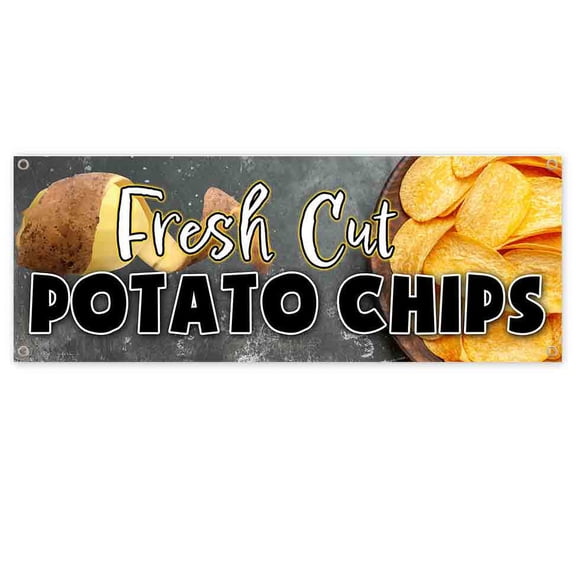 Fresh Cut Potato Chips 13 oz Vinyl Banner With Metal Grommets