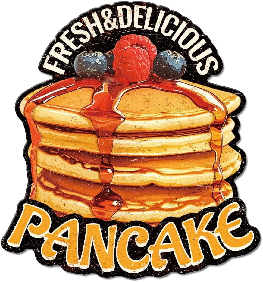 Fresh Delicious Pancake Metal Tin Sign Funny Food Vintage Tin Sign Wall ...
