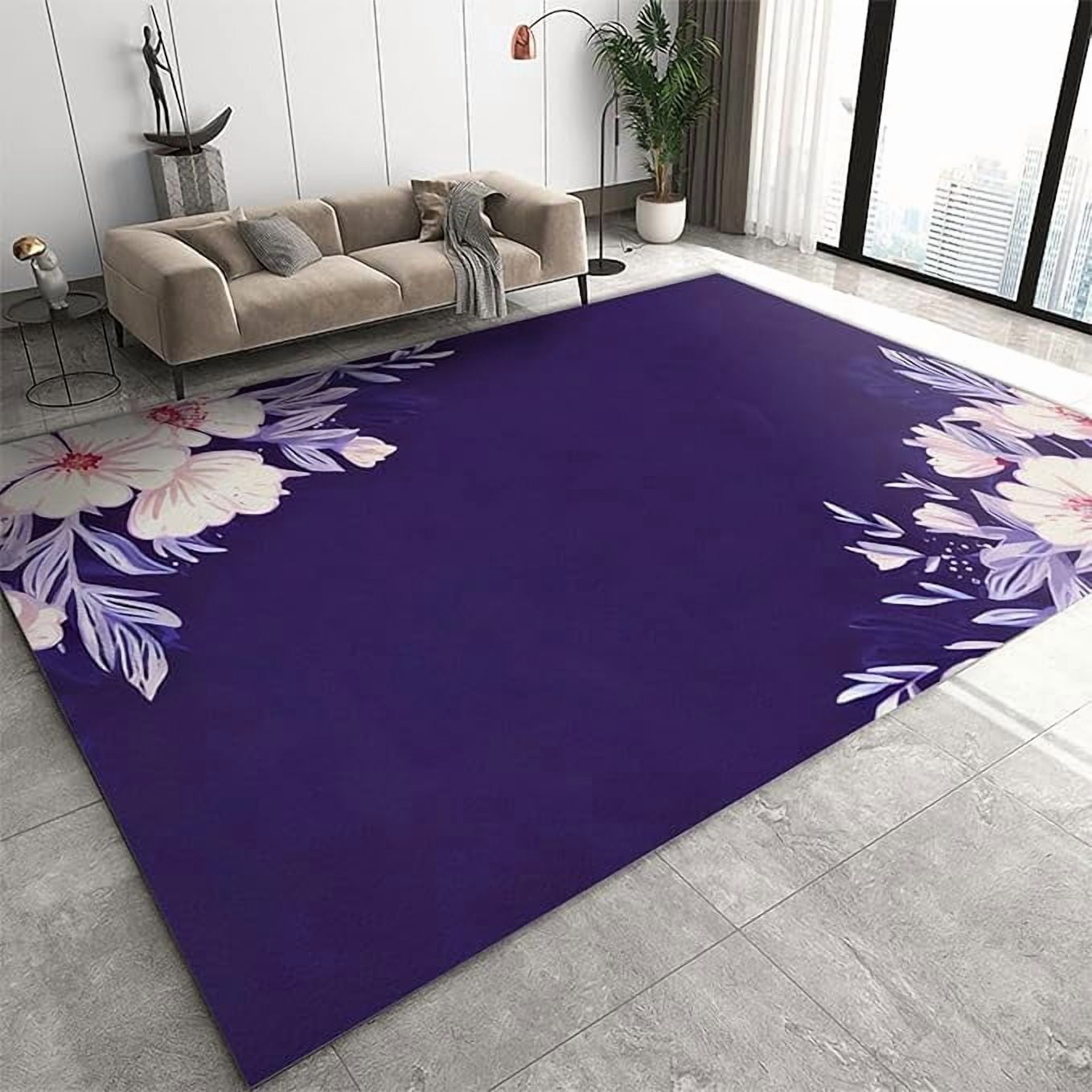 Fresh Design Purple Floral Rugs for Entryway, Romantic Plants Washable ...