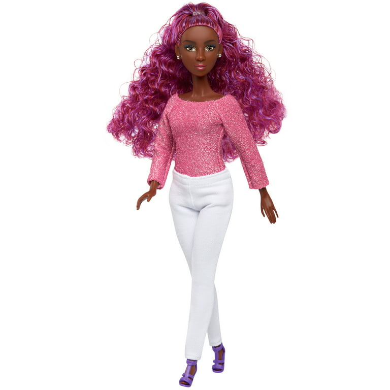 Fresh Dolls Lynette Fashion Doll, 11.5-inches tall, pink top and white  jeans, pink and purple hair, Kids Toys for Ages 3 Up, Gifts and Presents