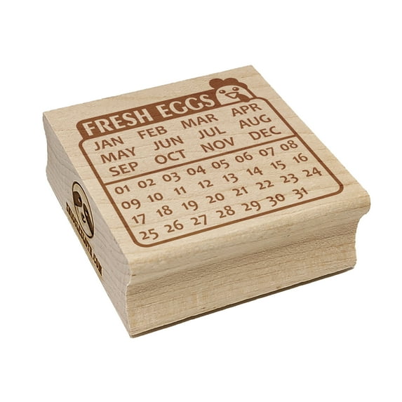 Fresh Eggs Cute Chicken Egg Calendar for Carton Square Rubber Stamp Stamping Scrapbooking Crafting - Small 1.25in