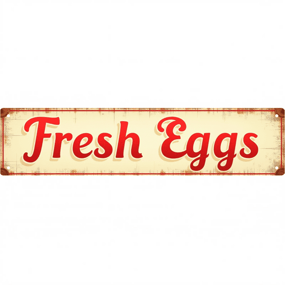 Fresh Eggs Farm Tin Signs 16*4 Inches "Fresh Eggs" Kitchen, Patio, Backyard Decor Retro Kitchen Decor, Outdoor Sign, Funny Room Decor
