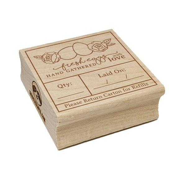 Fresh Eggs Hand Gathered with Love Elegant Egg Carton Label Square Rubber Stamp Stamping Scrapbooking Crafting - Small 1.25in