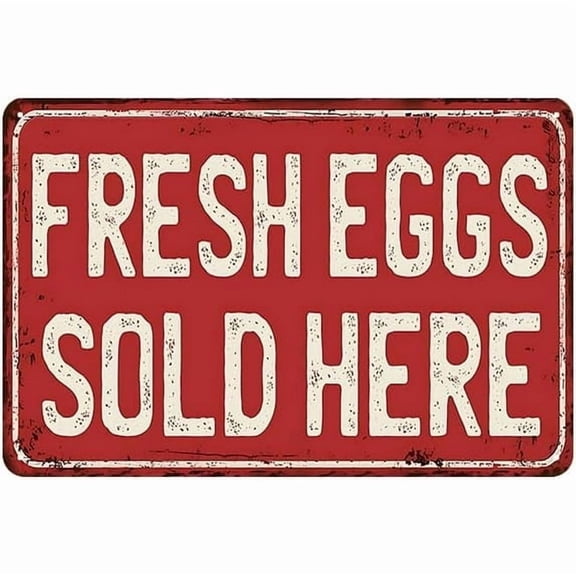Fresh Eggs Sold Here Sign - Metal Chicken Coop Sign, Fresh Eggs Sign for Farmers Market Decor, 8 x12 Inch