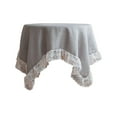 thumbnail image 1 of Fresh and Elegant Lace-Trimmed Linen Tablecloth - Reduce and Stylish Solid-Color Tablecloth with Lace Trims - Suitable for Round Dining Tables (39.37in, Gray), 1 of 7