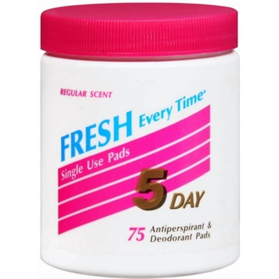 Fresh Every Time 5 Day Antiperspirant & Deodorant Pads, Regular Scent, 75 ct, 4 Pack